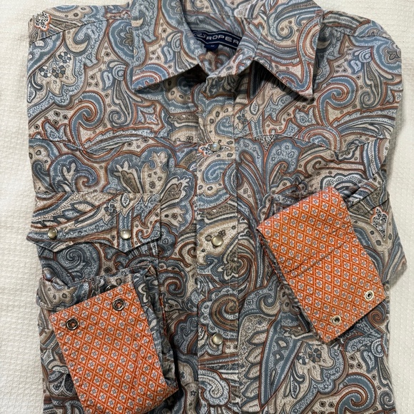 ROPER MEN'S WESTERN SNAP LONG SLEEVE SHIRT - Picture 1 of 8